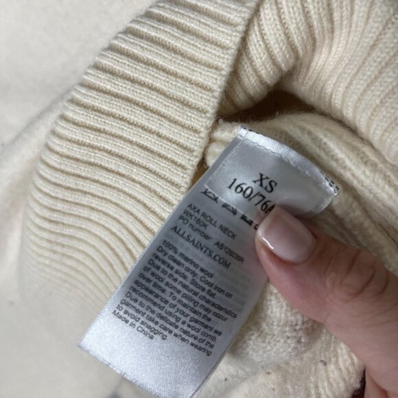 AllSaints Maya Sweater Womens XS Merino Wool Roll Neck Pullover Ribbed - Picture 5 of 7